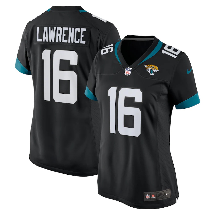 Custom Womens Jacksonville Jaguars 16 Trevor Lawrence Nike Black 2021 NFL Draft First Round Pick Alternate Game Player Jersey